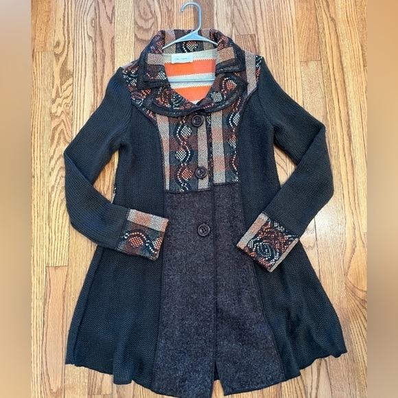 The Cove Womens Long Jacket Size S Bohemian Button Up Long sleeves Brown Aztec - Picture 1 of 9